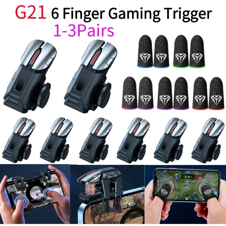1-3Pairs G21 Mobile Phone Game Trigger Gamepad Joystick 6 Finger Aim ...