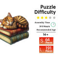 Wooden Puzzle for Adults, The Cat Sleeps on the Book Puzzles, Irregular Animal Shaped Wooden Jigsaw Puzzle, Modern Art Home Deco. 