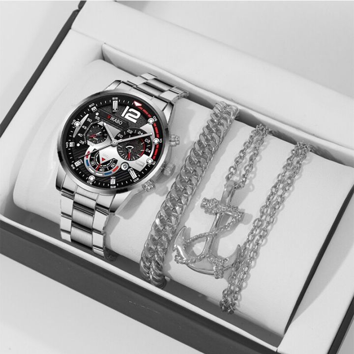 3PCS%20Set%20Fashion%20Mens%20Business%20Watches%20Male%20Casual%20Stainless%20Steel%20Quartz%20Wristwatch%20Men%20Gold%20Necklace%20Bracelet%20Wrist%20Watch%20-%20Image%207