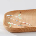 VENTFILLE 925 Stamp Silver Color Bangle for Women Green Opal Leaf Twigs Branch Jewelry Girls' Gift Dropshipping.