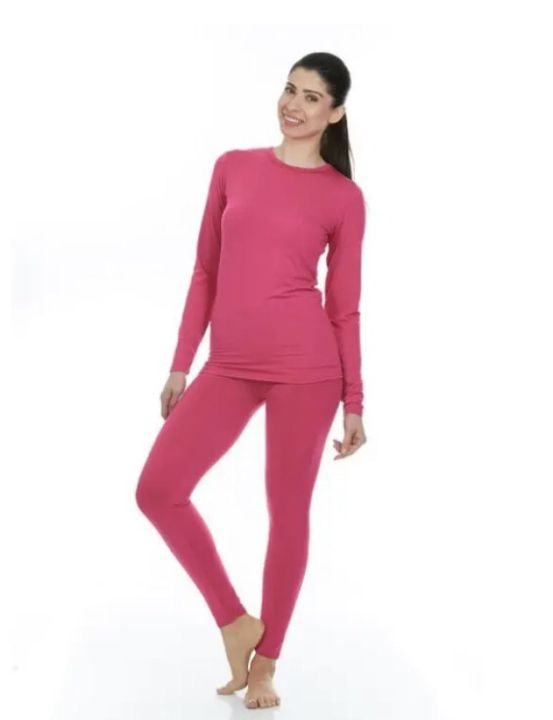Pink Solid Thermal Set For Ladies
