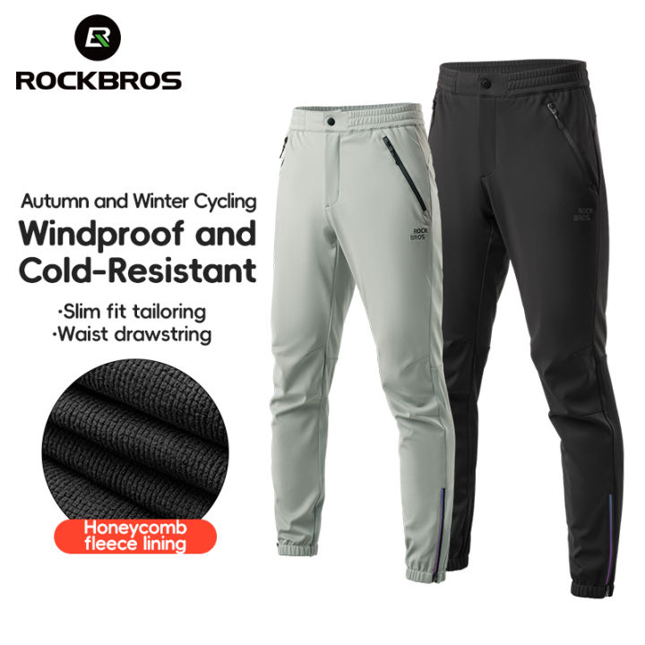 ROCKBROS Cycling Pants Autumn Winter Casual Windproof Fleece-lined Long Pants Riding Fitness Trousers Outdoor Warmth Pants
