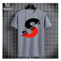 Men's Ash Color Alphabet "S" T-Shirt – Half Sleeve, Round Neck, Stylish & Comfortable Casual Wear.