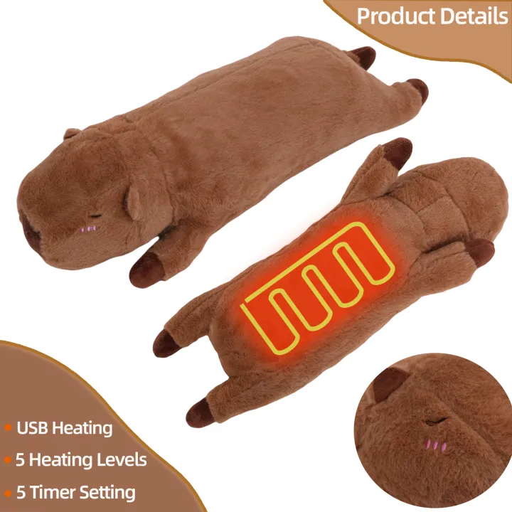 Electric%20Heating%20Pad%20for%20Period%20Cramps%20Menstruation%20Heatable%20Stuffed%20Animals%20Capybara%20Plush%20with%20a%20Hot%20Soft%20Belly%20for%20Wife%20Women%20-%20Image%203