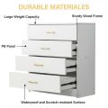 BM-MART Dressers for Bedroom, Heavy Duty 4-Drawer Wood Chest of Drawers, Modern Storage Bedroom Chest for Kids Room, White Vertical Storage Cabinet for Bathroom, Closet, Entryway,. 