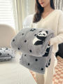 Panda Printed Fluffy Blanket for Beds Single/Queen/King Plush Fleece Plaids for Sofa Soft Warm Thow Blanket for Winter. 