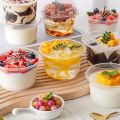 50PCS Disposable Plastic Cups With Lids Used For storing Ice Cream Dessert Jelly Plastic Cups Yogurt Pudding Fruit Containers.