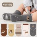 5 Pairs Kids Non-slip Socks Cotton Boys and Girls Cute Cartoon Patterned Comfy Breathable Baby Toddler Floor Socks. 