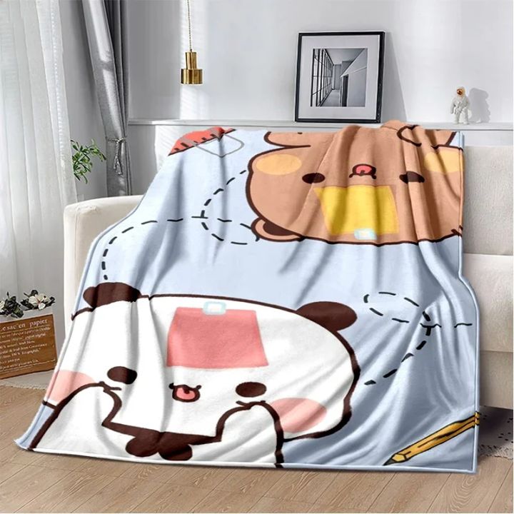 Cartoon%20Print%20Bear%20and%20Pa%20Blanket%20Cute%20Bubu%20%20Dudu%20Series%20%20Kids%20Warm%20Flannel%20Soft%20Comfortable%20Home%20Bed%20-%20Image%203