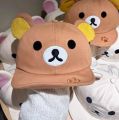 Rilakkuma Bear With Ear Cap Summer Hats For Women Girls Kids Couple Fashion Cartoon Outdoor Sport Sun Visors Baseball Caps . 