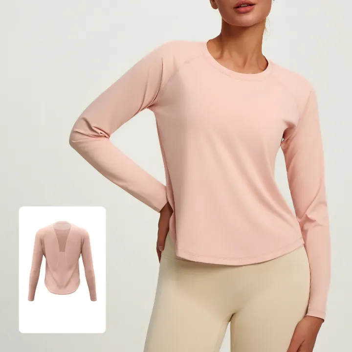 2026%20Spring%20Summer%20New%20Women's%20Yoga%20Top%20Loose%20Mesh%20Breathable%20Sports%20Long%20Sleeve%20T-shirt%20Basic%20Solid%20Color%20Top%20Riding%20Clothes%20-%20Image%204