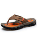 Summer Breathable Men's Sandals Soft Genuine Leather Men Slippers Comfortable Flats Men Flip Flops Outdoor Roman Beach Sandals. 