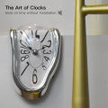 Vintage Silver Twisted Melting Clock Creative Melting Right-angle Silent Clock Decoration Home Office. 