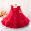 Girls Princess Dress 1-5 Y baby Girls Wedding Sleeveless Three-Dimensional butterfly Mesh Carnival Birthday Party Evening Dress.