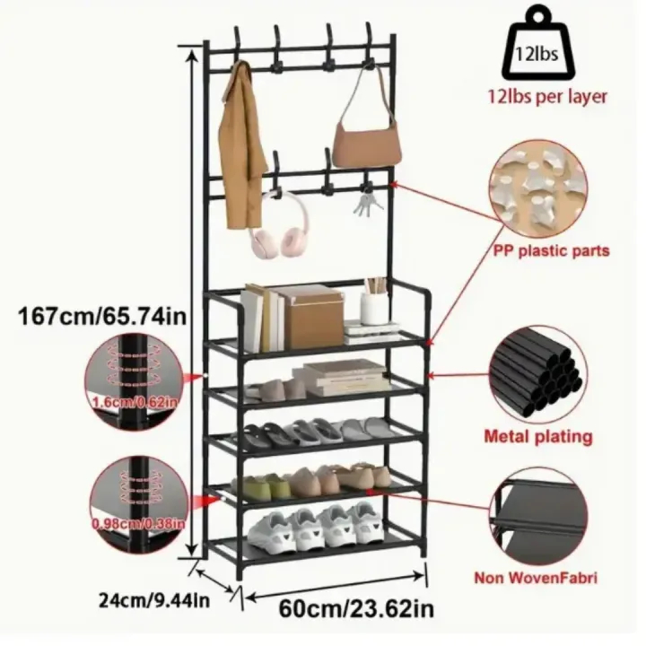 Clothes%20rack%20with%20shoe%20stand%20cloth%20hanger%20simple%20floor%20-%20Image%204