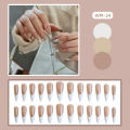 24PCS/1BOX Explosions in Europe and America Long Water Pipes White French Rectangular Nail Fake Nails. 