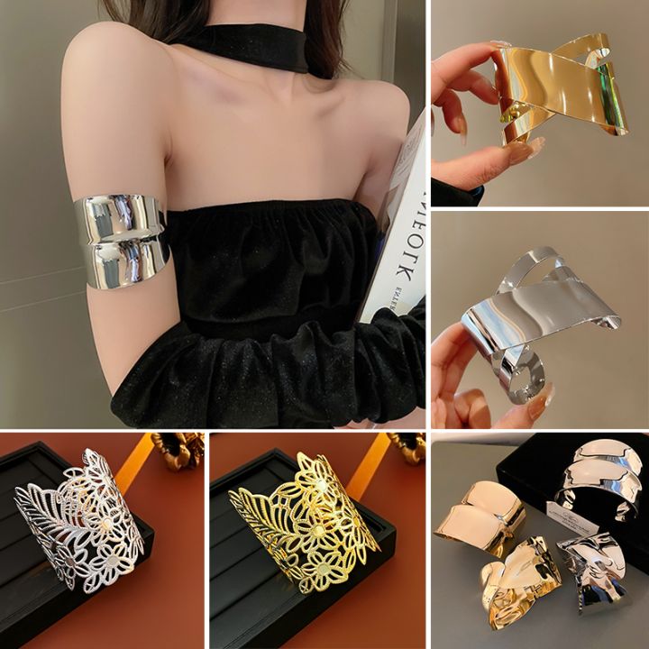 Metal Ring Multi-layer Geometric Alloy Bracelet For Women Exaggerated Cool Style Arm Ring Light Luxury Party Jewelry Accessories