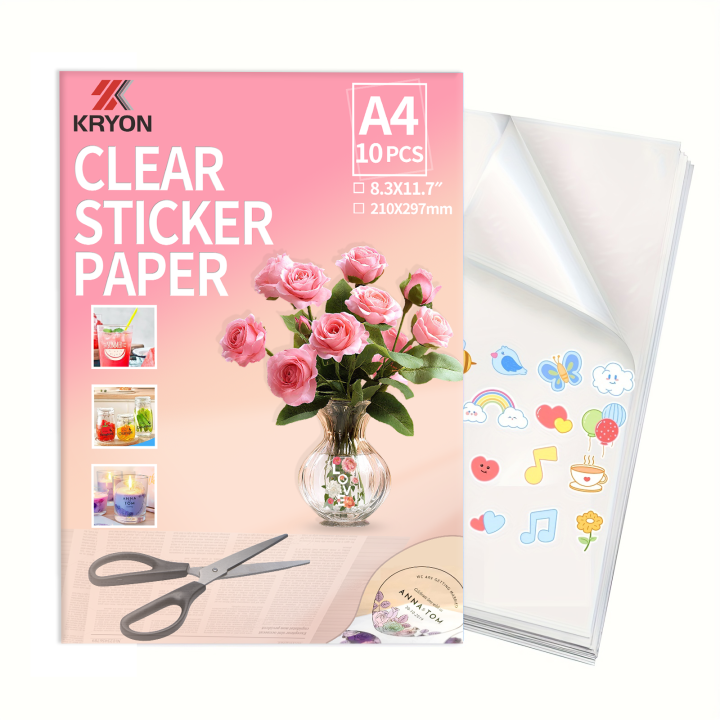 A4 10 PCS 8.3x11.7 Inch Self-Adhesive Sheets Printable Vinyl Sticker ...