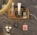 Washroom product storage organizer wall hanging organizer wall decor. 