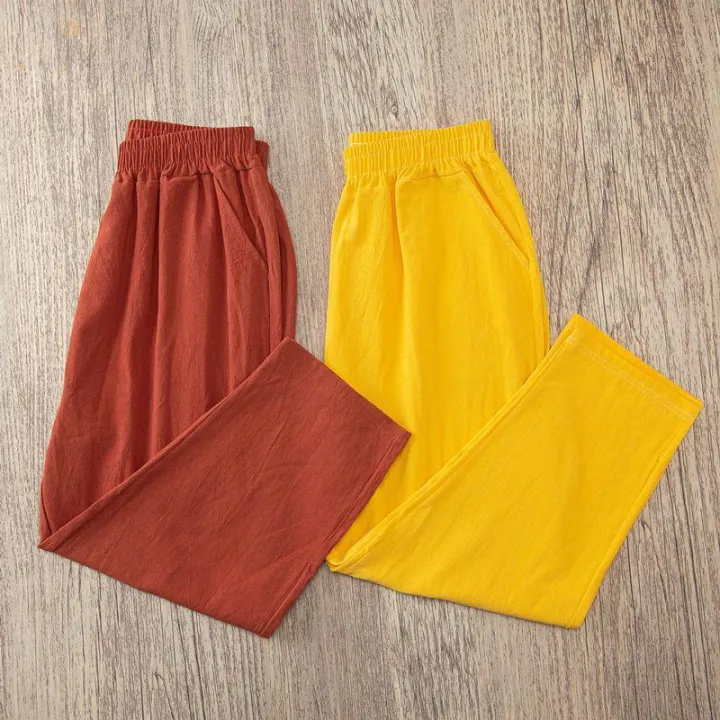 Women%20Summer%20Casual%20Loose%20Harem%20Elastic%20Waist%20Cotton%20Linen%20Pants%20Ninth%20Trousers%20-%20Image%203