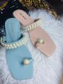 Stylish Flat unique Zellbury slide having Pearls match on top | Sandal for women. 
