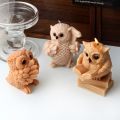 3D Reading Owl Animal Candle Mold Cute Keyboard Flower Owl Silicone Mold for Cake Decorating DIY Aromatherapy Plaster Wax Mold. 