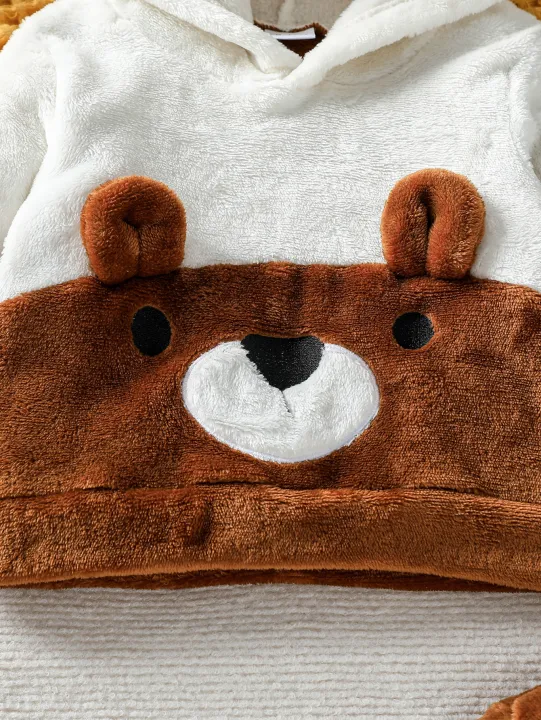 2025%20Cute%20Baby%20Boys%20and%20Girls%202PCS%20Clothing%20Set%20Cartoon%20Pattern%20Hooded%20Long%20Sleeved%20Plush%20Suit%20Winter%20Warm%20Outfit%20for%200-1Y%20-%20Image%204