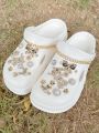 24PCS Crocodile Shoes with Plated Gold Bear Bow Crown DIY Shoe Accessories Unique Holiday Ideas.