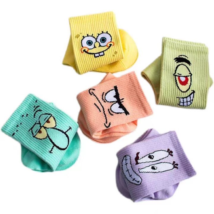 Cartoon%20SpongeBobs%20Women's%20Socks%20High%20Quality%20Fashion%20Men's%20Women%20Sock%20Printed%20Casual%20Hip-Hop%20Personality%20Adult%20Couple%20Stockings%20-%20Image%205