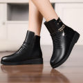 Leather Women Boots 2024 Winter Thick Wool Lined Genuine Leather Women Snow Boots Large Size Women Winter Shoes. 