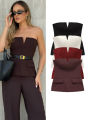 TFMLN Spring Summer Women Strapless Crop 2025 Tops Basic Sleeveless Office Lady Tops Trend Street Classic Solid Tube Tops. 