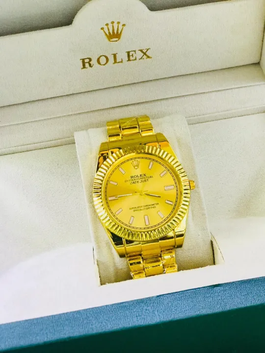 Timeless Elegance: Rosra Gold Carbo Mens Quality Quartz Watch With Gold Steel Wristband - A Statement Piece