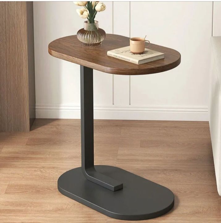 oval sofa side table black & brown