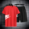 Men's summer short sleeved set, quick drying short sleeved T-shirt shorts, running sports set, two-piece set.