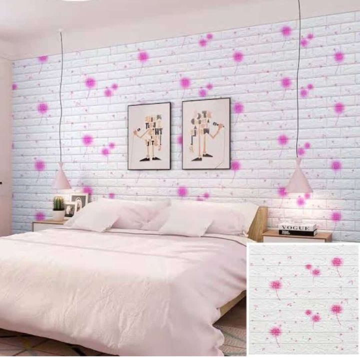 1PC3D Brick Wall Stickers Self Adhesive Wallpaper Sheets Peel and Stick Wall Brick Room Panels PE Foam High Quality Bricks Wallpaper 70+77