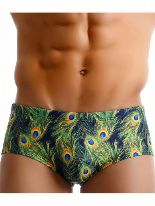 Men's sports flat angle swimming trunks, high elasticity fast drying breathable swimming trunks, essential for beach swimming