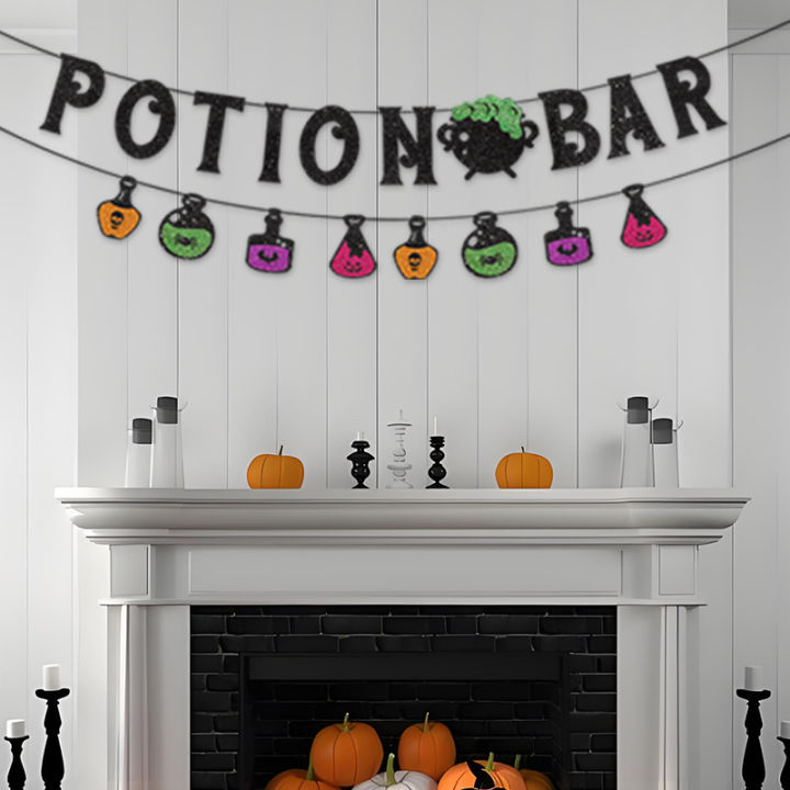 1pc Potion Bar Halloween Theme Party Decorations, Halloween Flags, Halloween Banners, Halloween Decorations for Background Walls