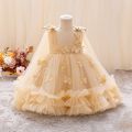 Girls Princess Dress 1-5 Y baby Girls Wedding Sleeveless Three-Dimensional butterfly Mesh Carnival Birthday Party Evening Dress.