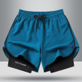 Men's quick drying and breathable 2-in-1 running shorts with built-in lining suitable for exercise jogging and marathon running. 