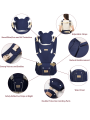 1 Blue Multi-Functional Baby Carrier: Cross-Front and Back Style, Hands-Free Design. Adjustable front-facing straps. Suitable fo.
