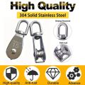 2PCS Heavy-Duty Stainless Steel M15 Marine Single Wheel Swivel Pulley Block Lifting Rope Pulley For Heavy Duty Cable Rope. 