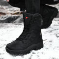 Men Motorcycle Tactical Boots Lace Up Women Army Warm Comfortable Climbing Hiking Shoes Plush Unisex Hunting Boots High Quality. 