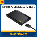 KODAK P190 Portable External Hard Drive 500GB 1TB USB 3.0 HDD Mechanical Mobile Disk for PC Laptop Gaming Storage.