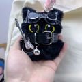 Punk Style Black Cat Keychain Cute Big Eye Cat Bag Charm  . 