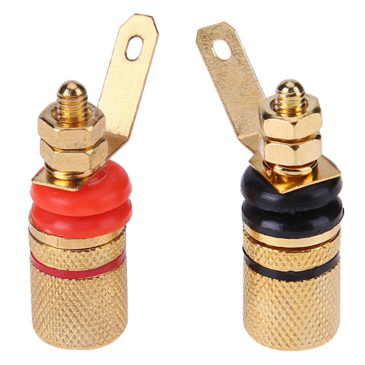 2 Connettori Banana 4mm Placcati Oro Per Amplificatore Casse - O.D. 11mm - Generici