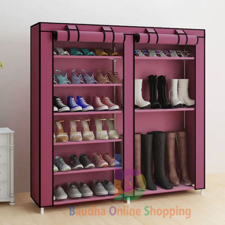 Folding%20Shoe%20Rack%2012%20Layers%20Double%20Door%20-%20Image%205