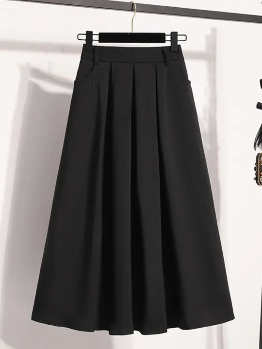 2026%20Plus%20Size%20Skirts%20Solid%20Versatile%20Medium%20Length%20Pleated%20Skirt%20A-Line%20Maxi%20Gown%20Spring%20Autumn%20New%20Half-length%20Umbrella%20Skirt%20-%20Image%203