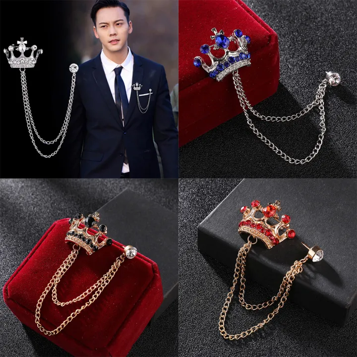 Korean%20British%20Style%20Crown%20Bird%20Brooch%20Pin%20for%20Men%20with%20Tassel%20Chain,%20Gold%20and%20Silver,%20Zinc%20Alloy,%20Fashion%20Accessory%20-%20Image%205