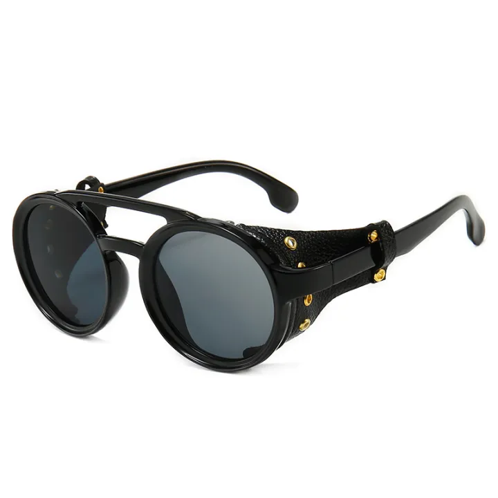 Steampunk%20Shields%20Sunglasses%20Men%20Women%20Classic%20Sun%20Glasses%20With%20Side%20Leather%20Round%20Eyewears%20Punk%20UV400%20Lens%20-%20Image%204