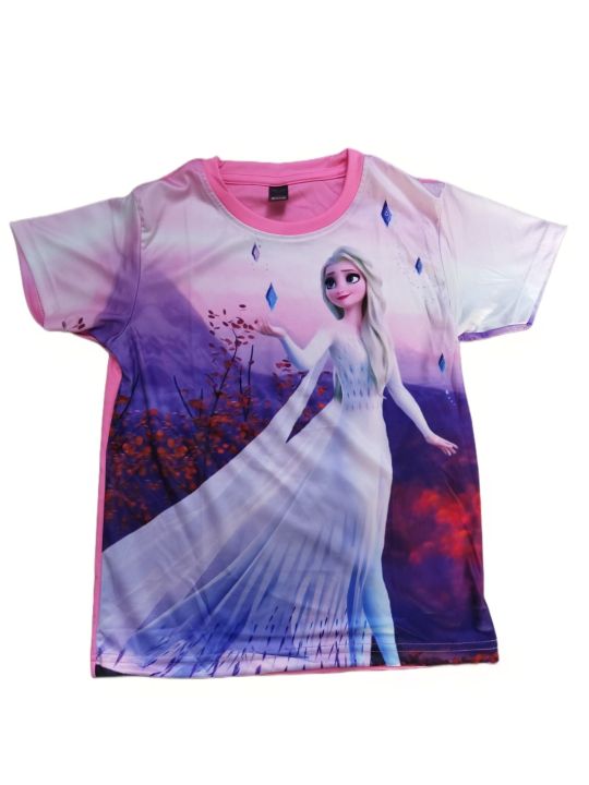 Premium Quality Girls 3D Print Pink Graphic Frozen Tops